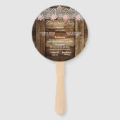 Hochzeitsprogramm für Rustikales Barnholz und Spit Fächer (Rückseite)