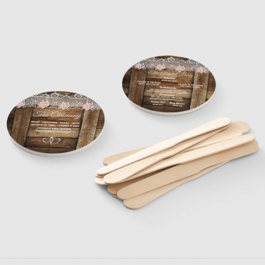 Hochzeitsprogramm für Rustikales Barnholz und Spit Fächer (Non-assembled)