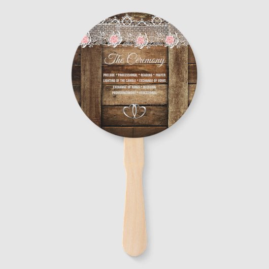 Hochzeitsprogramm für Rustikales Barnholz und Spit Fächer (Vorderseite)