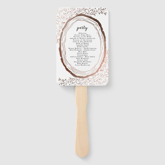 Hochzeitsprogramm für rustikales Holz Fächer (Rückseite)