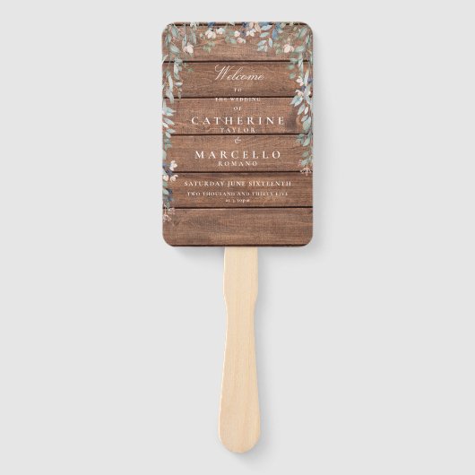 Hochzeitsprogramm für rustikales Holz Fächer (Vorderseite)