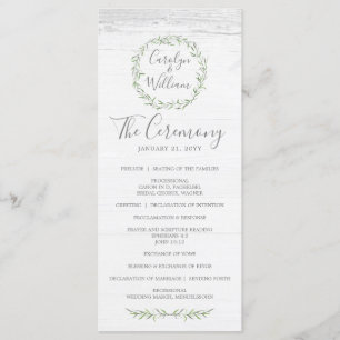 Hochzeitsprogramm für Rustikales Holz und Botanisc Programm