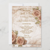 Hochzeitsprogramm für sanft farbige Rose (Vorderseite)