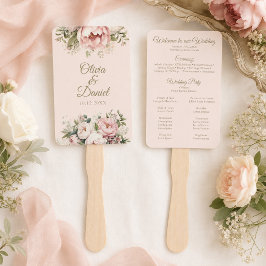 Hochzeitsprogramm für sanfte Pfirsiche und Blush Fächer