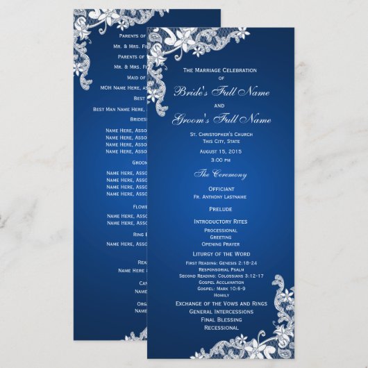 Hochzeitsprogramm für Saphir und Flora Programm (Vorne/Hinten)