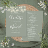 Hochzeitsprogramm für sattelgrüne String-Lichter