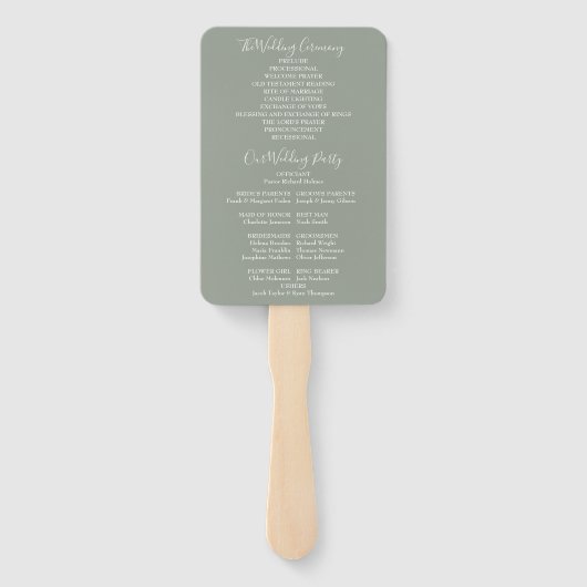 Hochzeitsprogramm für sattelgrüne String-Lichter Fächer (Rückseite)