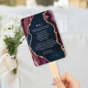 Hochzeitsprogramm für Schiffe, Burgund und Gold Fächer