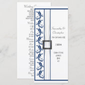 Hochzeitsprogramm für schlichte Kirchen in Blau un Programm (Vorne/Hinten)
