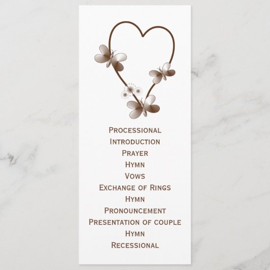 Hochzeitsprogramm für Schokoladenherz und Schmette Programm (Rückseite)