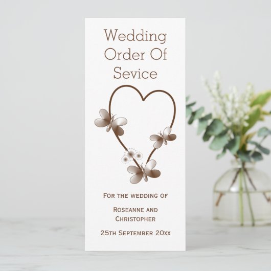 Hochzeitsprogramm für Schokoladenherz und Schmette Programm (Stehend Vorderseite)