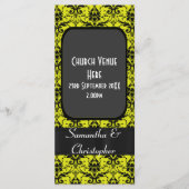 Hochzeitsprogramm für Schwarz-Gelb-Damast Programm (Vorderseite)