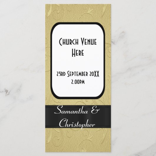 Hochzeitsprogramm für Schwarz-Gold-Kirchen Programm (Vorderseite)