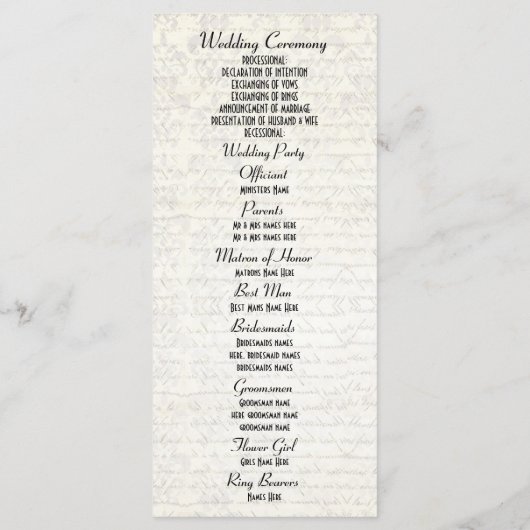 Hochzeitsprogramm für Schwarz-Gold-Kirchen Programm (Rückseite)