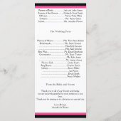 Hochzeitsprogramm für Schwarz und Dunkelrosa Programm (Rückseite)