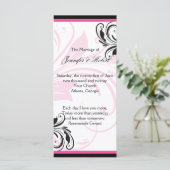 Hochzeitsprogramm für Schwarz und Dunkelrosa Programm (Stehend Vorderseite)