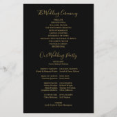 Hochzeitsprogramm für Schwarz und Gold String Ligh (Rückseite)