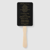 Hochzeitsprogramm für Schwarz und Gold String Ligh Fächer (Rückseite)