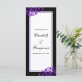 Hochzeitsprogramm für Schwarz und Lila Geblüht Wir Programm (Stehend Vorderseite)