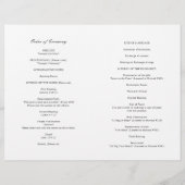 Hochzeitsprogramm für Schwarz und Weiß (Hinten)