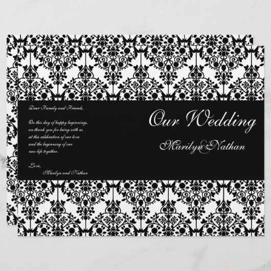 Hochzeitsprogramm für Schwarz und Weiß (Vorne/Hinten)