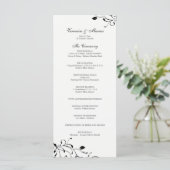 Hochzeitsprogramm für Schwarz-Weiß-Blumen Programm (Stehend Vorderseite)