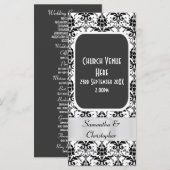 Hochzeitsprogramm für Schwarz-Weiß-Damast Programm (Vorne/Hinten)