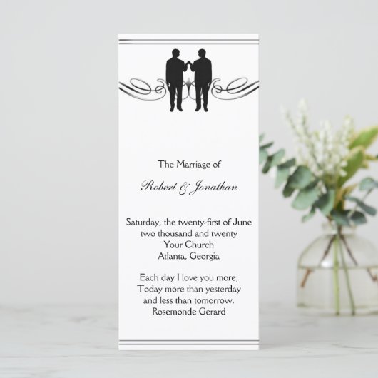 Hochzeitsprogramm für Schwarz-Weiß-Eleganz Programm (Stehend Vorderseite)