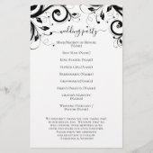 Hochzeitsprogramm für Schwarz-Weiß-Feiern (Rückseite)