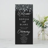 Hochzeitsprogramm für Schwarz-Weiß-Hanging-Lichter (Stehend Vorderseite)