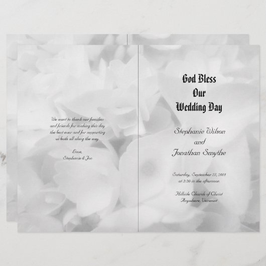 Hochzeitsprogramm für Schwarz-Weiß-Katholische Fei (Vorne/Hinten)