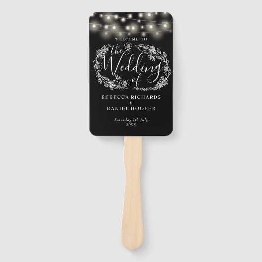 Hochzeitsprogramm für Schwarz-Weiß-Lichter Fächer (Vorderseite)