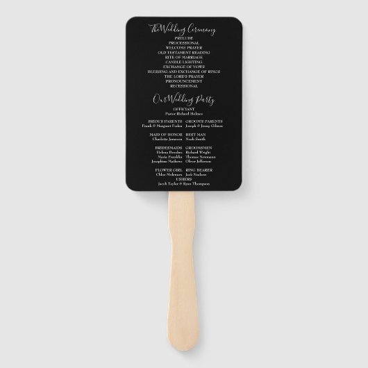 Hochzeitsprogramm für Schwarz-Weiß-Lichter Fächer (Rückseite)