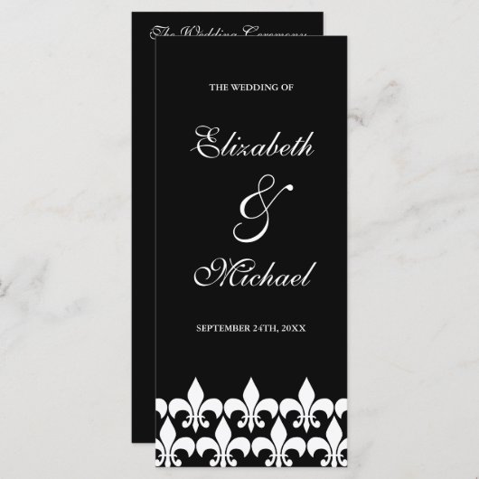 Hochzeitsprogramm für Schwarz-Weiß-Lilie Programm (Vorne/Hinten)