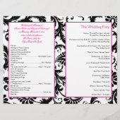 Hochzeitsprogramm für Schwarz, Weiß und Fuchsia Da (Rückseite)