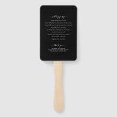 Hochzeitsprogramm für Schwarz-weiße Butterfly Mono Fächer (Rückseite)