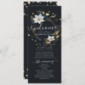 Hochzeitsprogramm für Schwarz-weiße Goldflorensehe Programm (Vorne/Hinten)