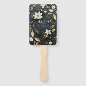 Hochzeitsprogramm für Schwarz-weiße und goldene Bl Fächer (Vorderseite)