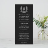 Hochzeitsprogramm für Schwarz-weißes Monogramm-Wap (Stehend Vorderseite)