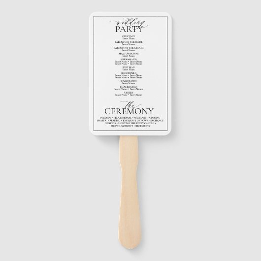 Hochzeitsprogramm für Schwarz-weißes Wappen Fächer (Rückseite)