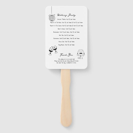 Hochzeitsprogramm für Schwarze Hand Fächer (Rückseite)