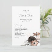 Hochzeitsprogramm für Schwarze und Naturflora 2 Einladung (Stehend Vorderseite)