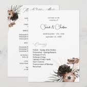 Hochzeitsprogramm für Schwarze und Naturflora 2 Einladung (Vorne/Hinten)