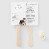 Hochzeitsprogramm für Schwarze und Naturflora 2 Fächer (Vorne und Hinten)