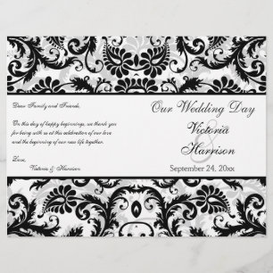Hochzeitsprogramm für schwarze, weiße, graue, flor