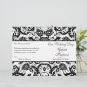Hochzeitsprogramm für schwarze, weiße, graue, flor (Stehend Vorderseite)
