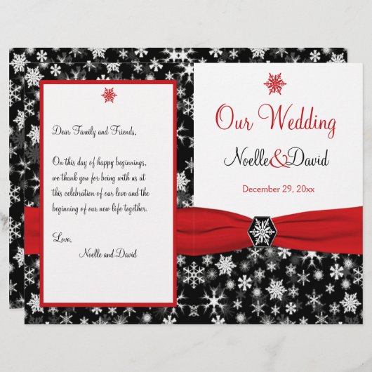 Hochzeitsprogramm für Schwarze, Weiße, Rote Schnee (Vorne/Hinten)