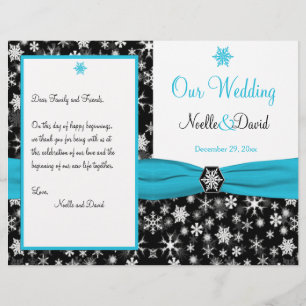 Hochzeitsprogramm für Schwarze, Weiße und Aqua-Sch