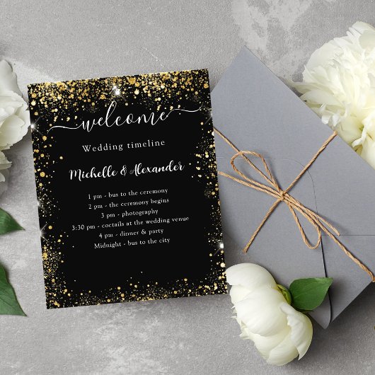 Hochzeitsprogramm für schwarzes Gold