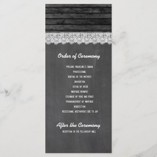 Hochzeitsprogramm für Schwarzes Holz Programm (Rückseite)